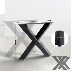 2 pieds de table Stanton 80x14x72 cm noirs