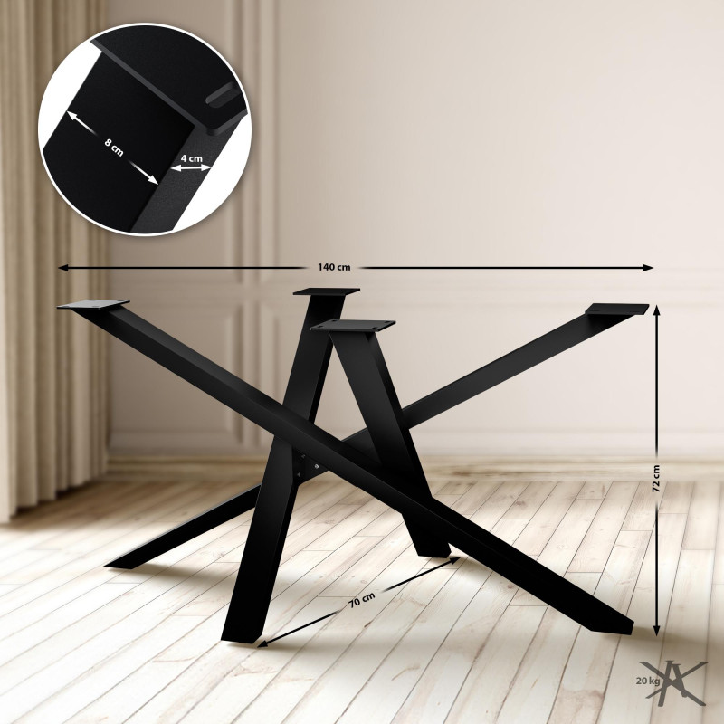 Pieds de table Finney 140x70x72 noirs