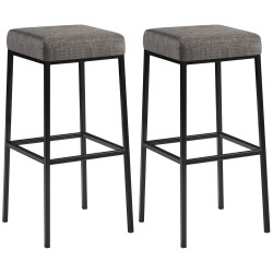 Lot de 2 tabourets de bar Montréal 80 tissu gris
