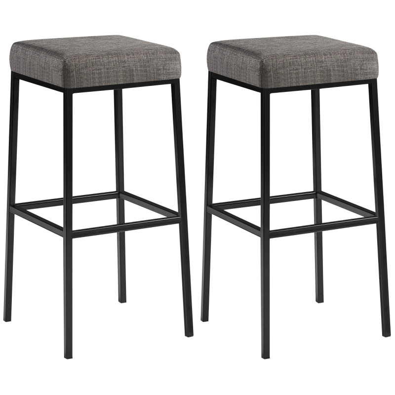Lot de 2 tabourets de bar Montréal 80 tissu gris