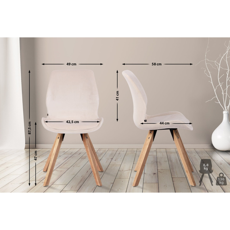 Lot de 4 chaises Luna velours
