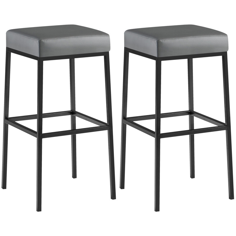 Ensemble de 2 tabourets de bar Montréal 80, simili cuir gris