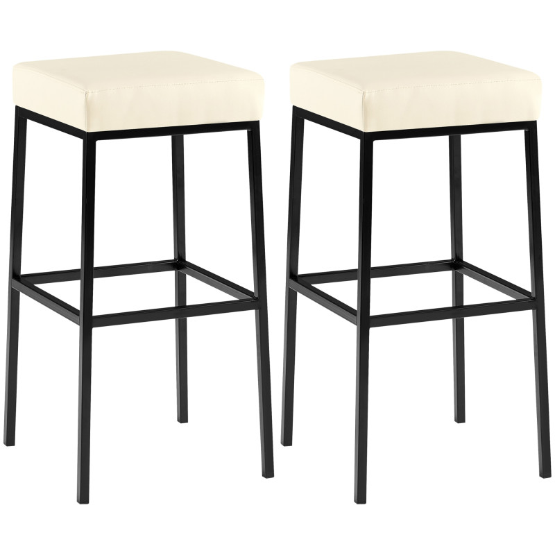 Ensemble de 2 tabourets de bar Montréal 80, simili cuir crème