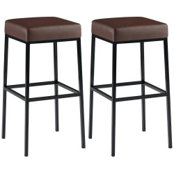 Ensemble de 2 tabourets de bar Montréal 80, simili cuir brun