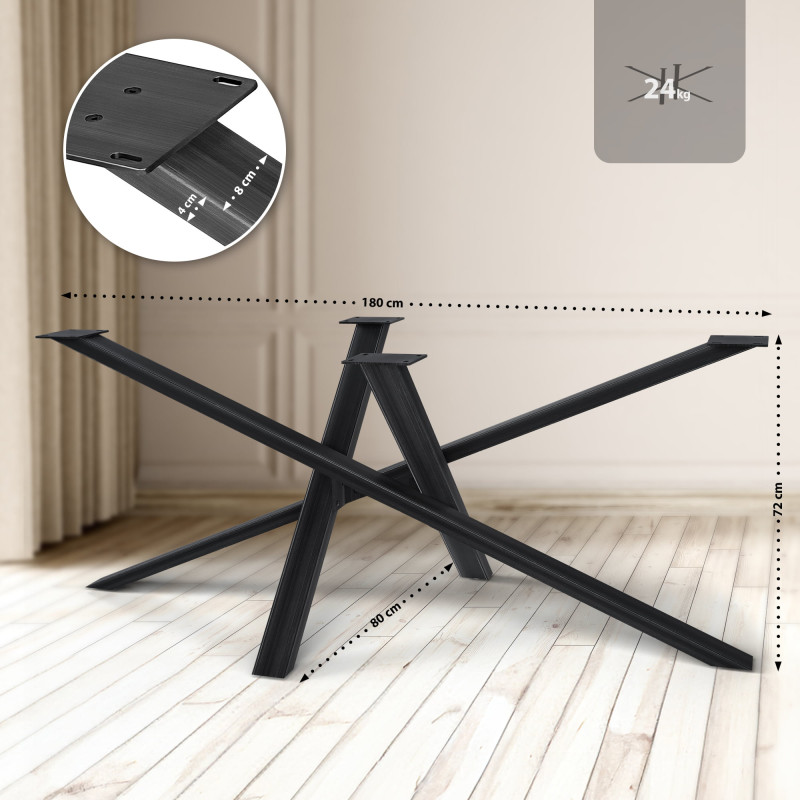 Pieds de table Finney 180x80x72 noir antique