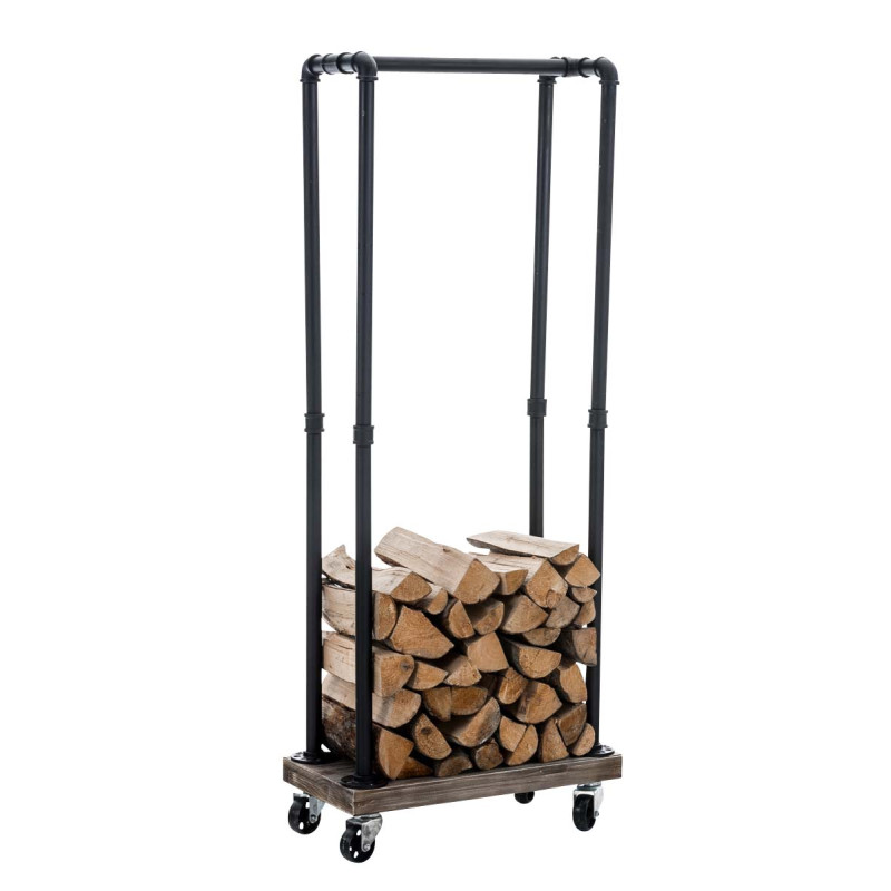 Carrello Portalegna in Metallo per Camino FORKS nero