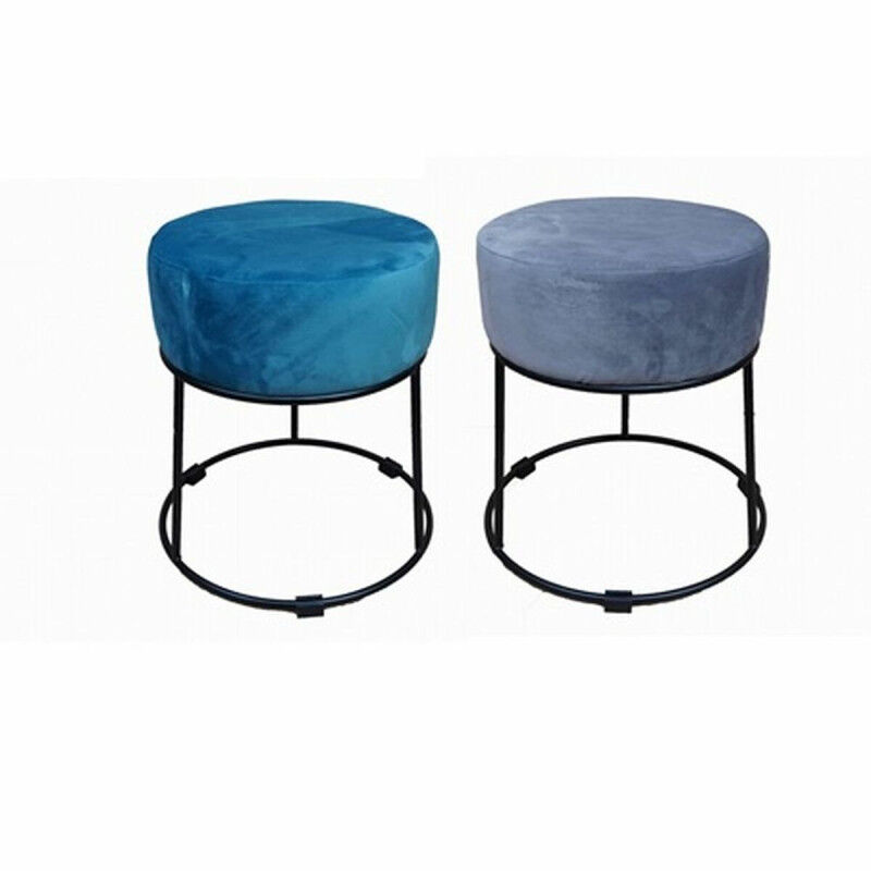 Repose-pied DKD Home Decor Noir Gris Métal Turquoise Polyester (36 x 36 x 37 cm) (2 Unités)
