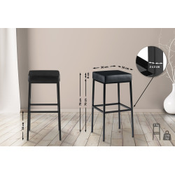 Ensemble de 2 tabourets de bar Montréal 80, simili cuir noir