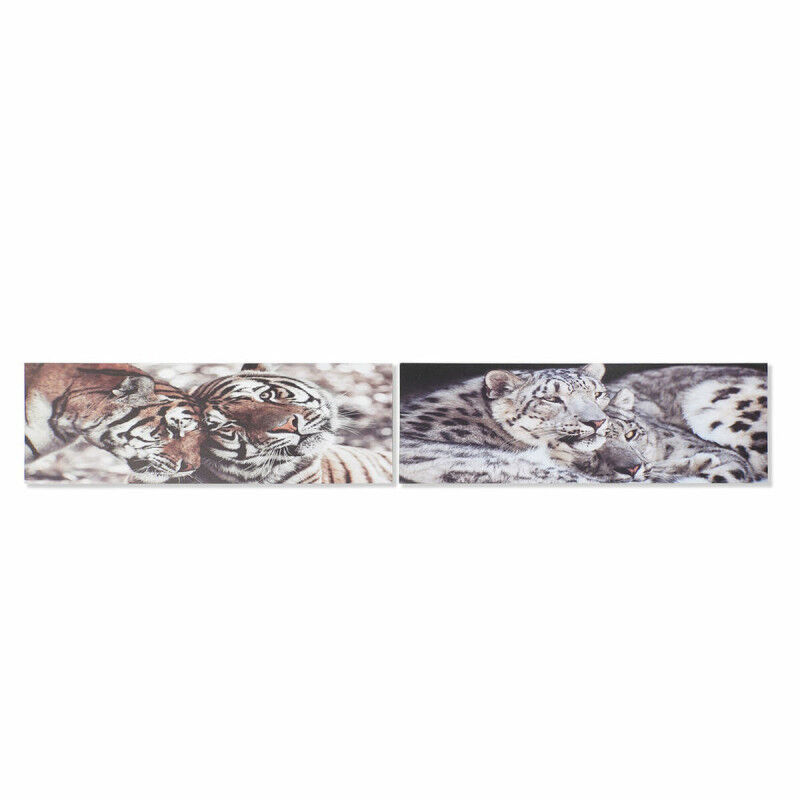 Cadre DKD Home Decor Pin Tigre Toile (2 pcs) (135 x 2.5 x 45 cm)
