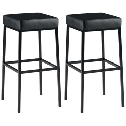 Ensemble de 2 tabourets de bar Montréal 80, simili cuir noir