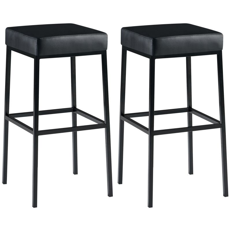 Ensemble de 2 tabourets de bar Montréal 80, simili cuir noir