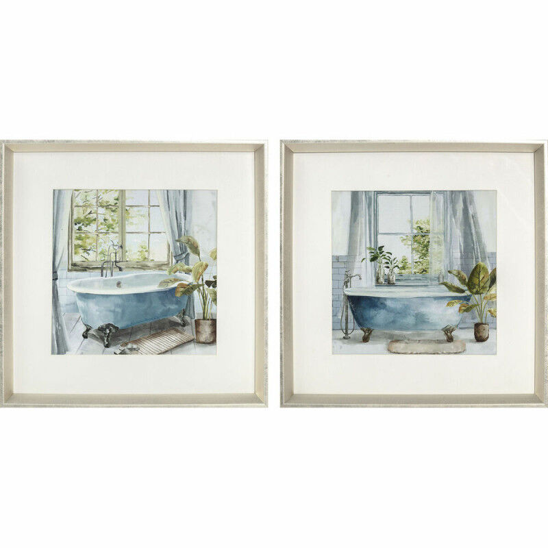 Cadre DKD Home Decor Salles de bains (2 Unités) (32 x 2,5 x 32 cm)