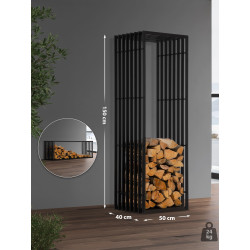 Range-bûches Irving 40x50x150 noir mat