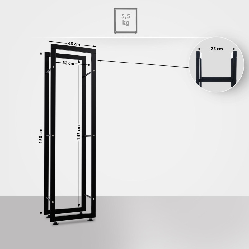 Range-bûches Keri V2 25x40x150 noir