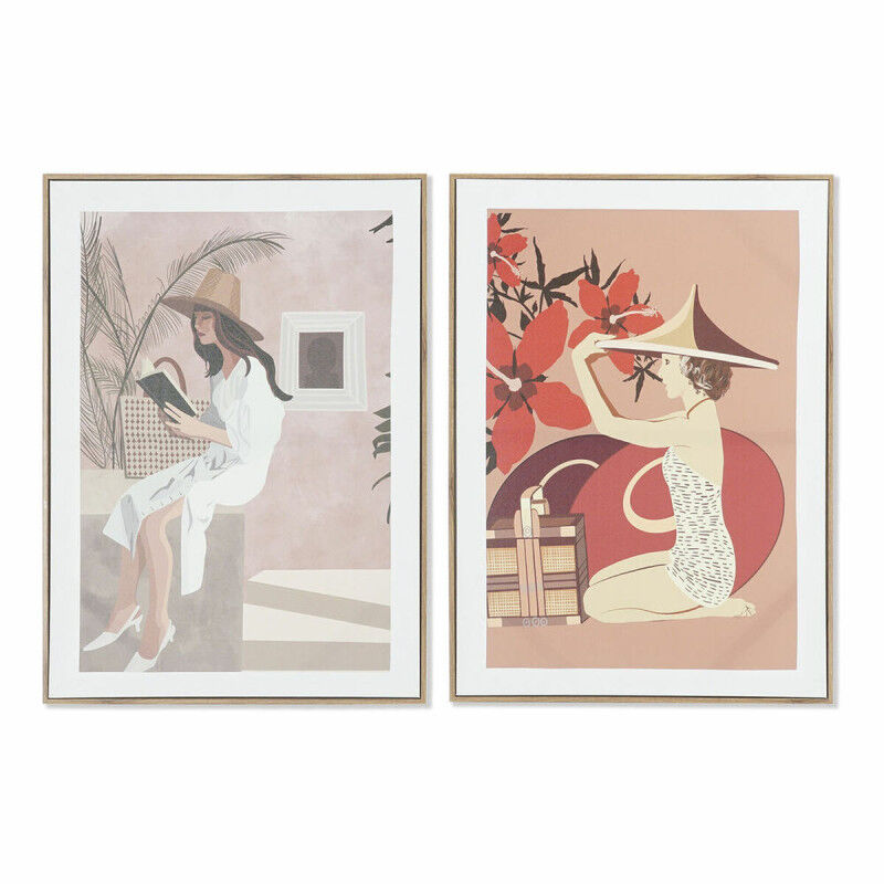 Cadre DKD Home Decor Femme (2 Unités) (50 x 3 x 70 cm)