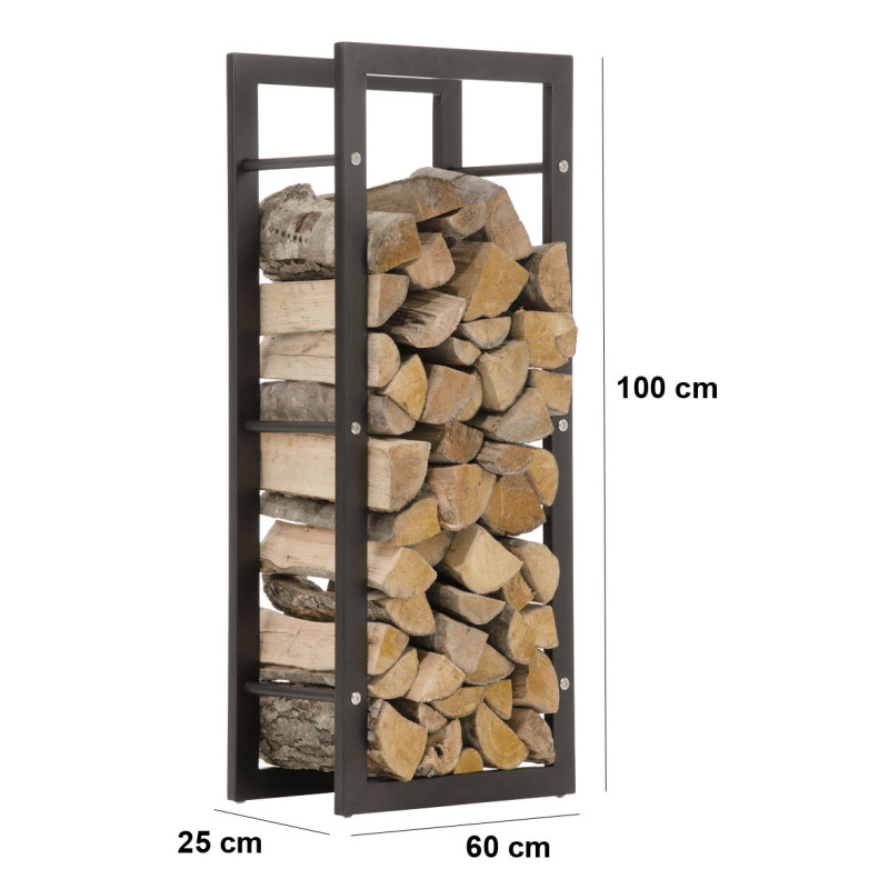 Portalegna Keri In Metallo Nero Opaco 25x60x100 cm