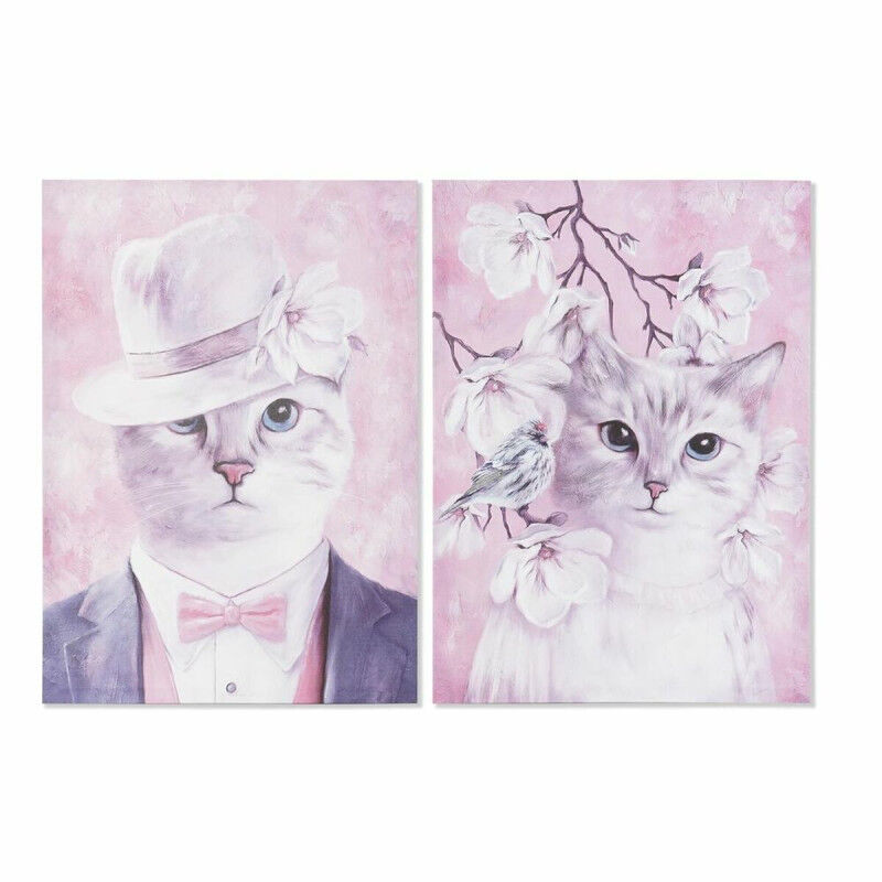 Cadre DKD Home Decor Chat (50 x 1,8 x 70 cm) (2 Unités)