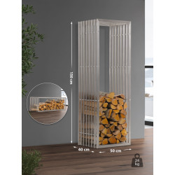 Portalegna Irving in robusto acciaio inox 40x50x150 cm