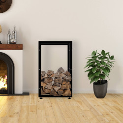 Leñero Keri de metal negro Negro,25x60x100 cm