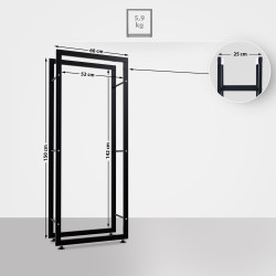 Esclusivo portalegna KERI V2 in metallo nero,25x60x150 cm