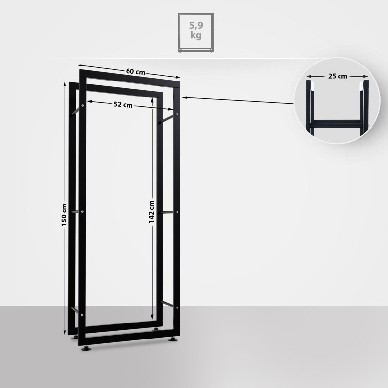 Range-bûches Keri V2 25x60x150 noir