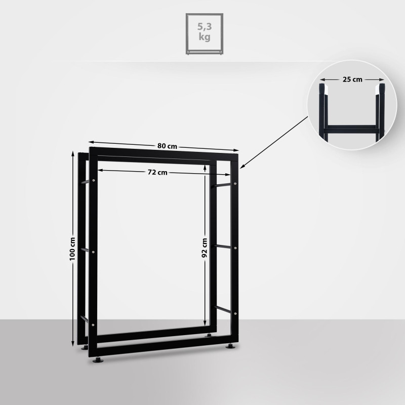 Range-bûches Keri V2 25x80x100 noir