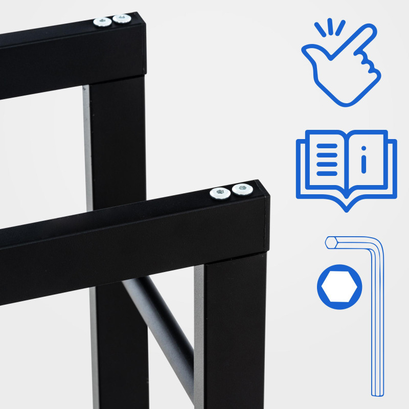 Leñero Keri de metal negro Negro,25x100x150 cm