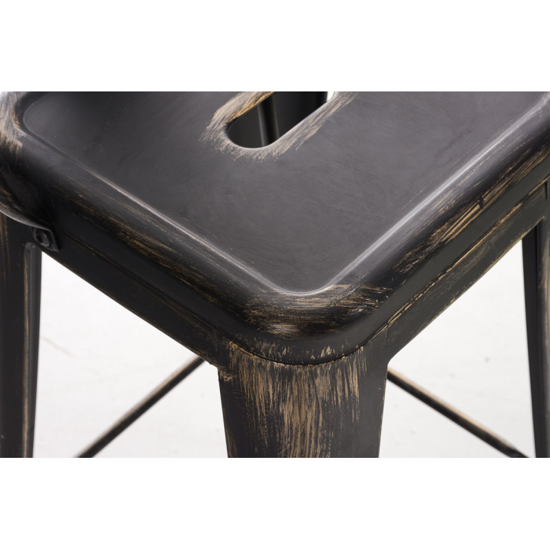 Tabouret de bar Aiden antique noir et or