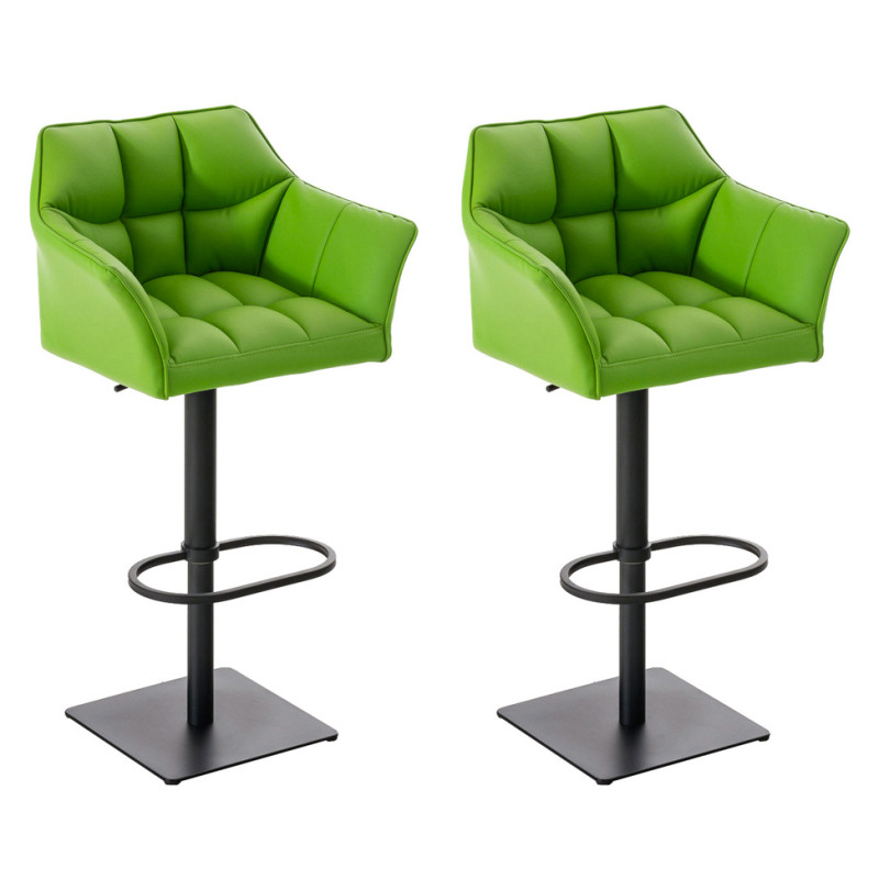 Lot de 2 tabourets de bar Damaso, simili cuir vert