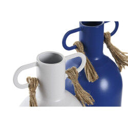 Vase DKD Home Decor Métal Blanc Blue marine (9 x 9 x 19 cm) (2 Unités)