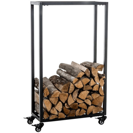 Portalegna per Camino HETTA in Acciaio Inox nero,25x40x100 cm