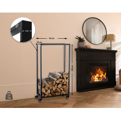 Range-bûches Hetta 25x40x100 cm noir