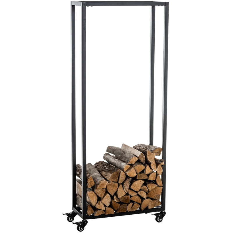 Portalegna per Camino HETTA in Acciaio Inox nero,25x40x150 cm