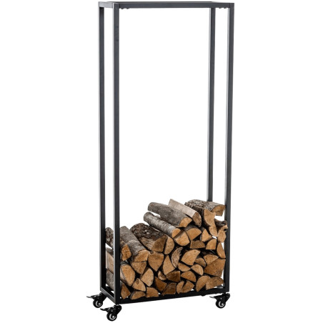 Portalegna per Camino HETTA in Acciaio Inox nero,25x40x150 cm