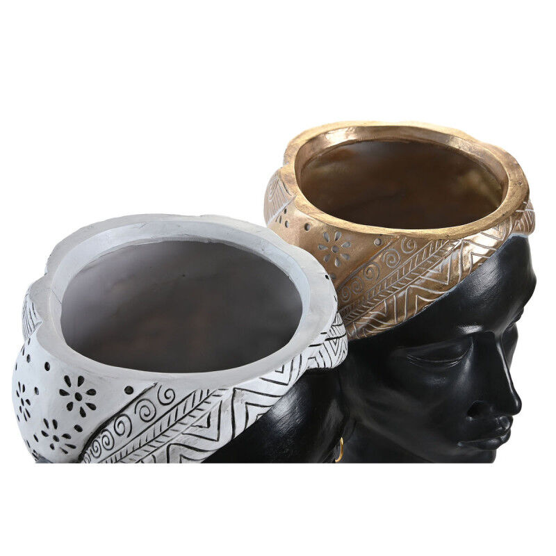Figurine Décorative DKD Home Decor Argenté Doré Marron Résine Colonial Africaine (19,5 x 11 x 39,5 cm) (2 Unités)