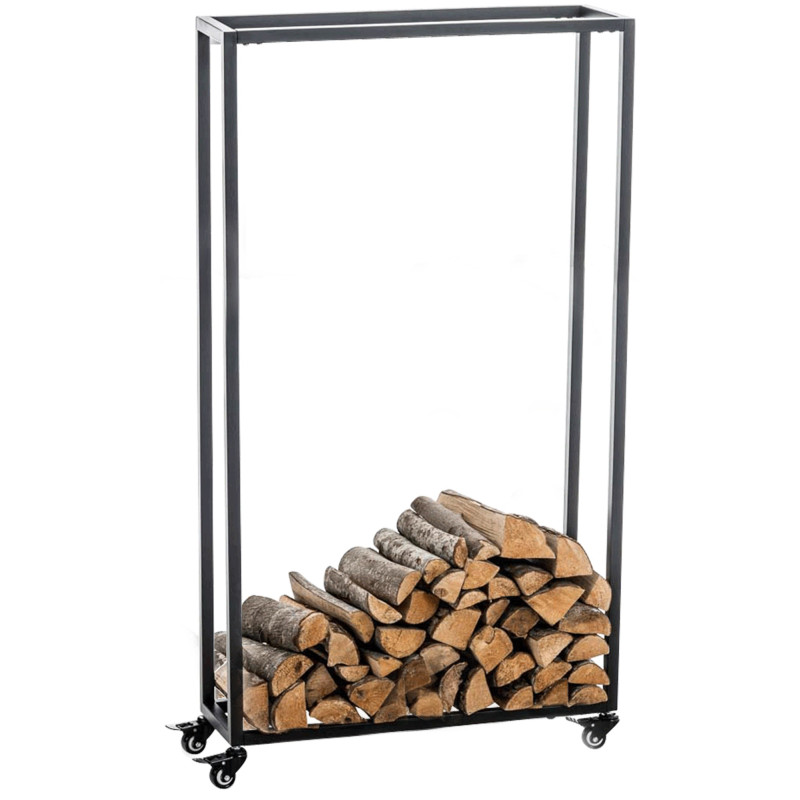 Portalegna per Camino HETTA in Acciaio Inox nero,25x60x150 cm