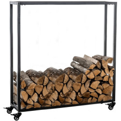 Portalegna per Camino HETTA in Acciaio Inox nero,25x80x100 cm