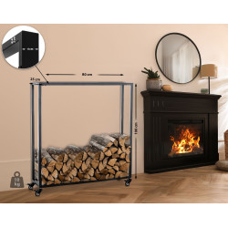 Leñero para Interior Hetta Negro,25x80x100 cm