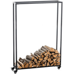 Portalegna per Camino HETTA in Acciaio Inox nero,25x80x150 cm