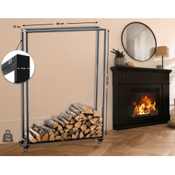 Portalegna per Camino HETTA in Acciaio Inox nero,25x80x150 cm