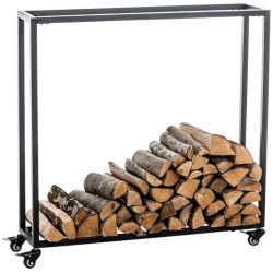 Portalegna per Camino HETTA in Acciaio Inox nero,25x100x100 cm