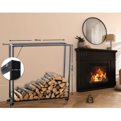 Range-bûches Hetta 25x100x100 cm noir