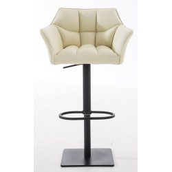Lot de 2 tabourets de bar Damaso, simili cuir crème