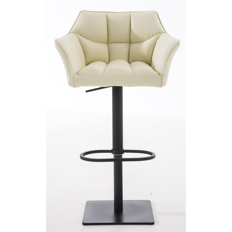 Lot de 2 tabourets de bar Damaso, simili cuir crème