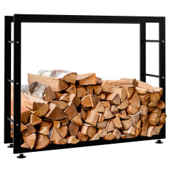 Esclusivo portalegna KERI V2 in metallo nero,25x100x80 cm