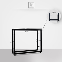 Esclusivo portalegna KERI V2 in metallo nero,25x100x80 cm