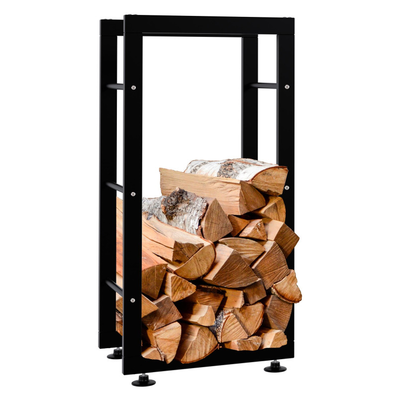 Leñero Keri de metal negro Negro,25x40x80 cm