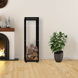 Leñero Keri de metal negro Negro,25x40x125 cm