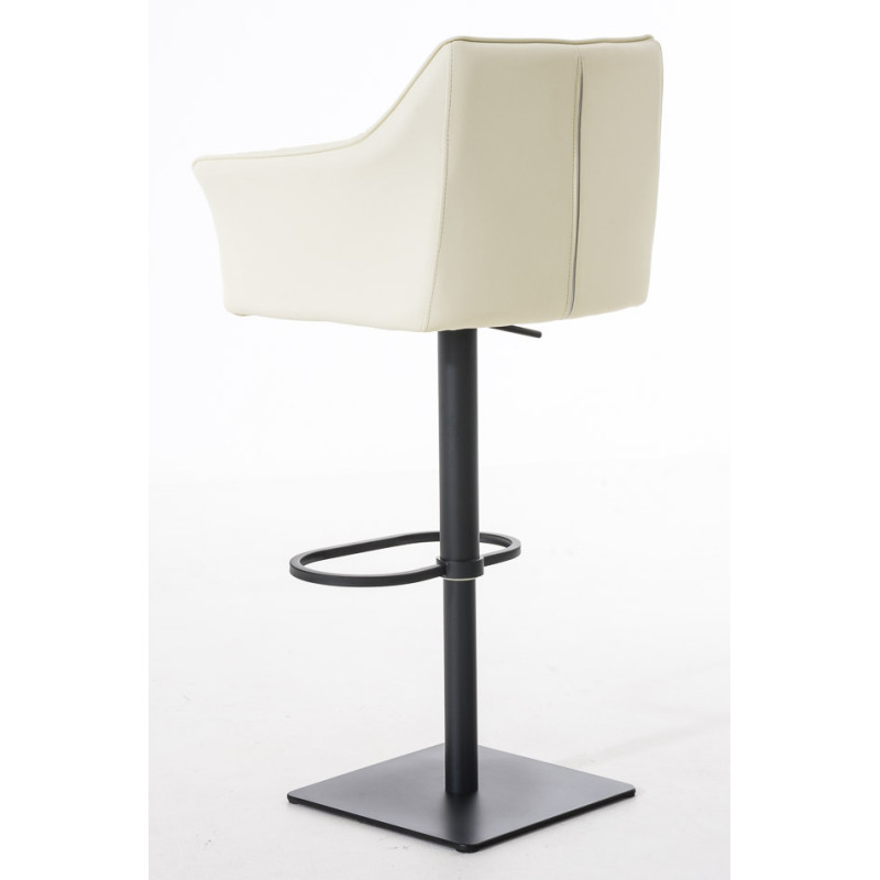 Lot de 2 tabourets de bar Damaso, simili cuir crème