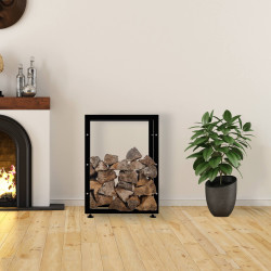 Leñero Keri de metal negro Negro,25x60x80 cm